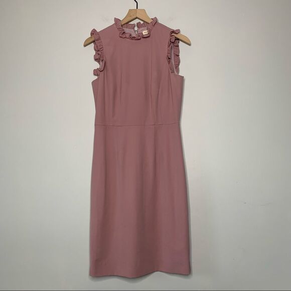 REBECCA TAYLOR Spring Ruffle Dress In Dusty Rose - Picture 2 of 7